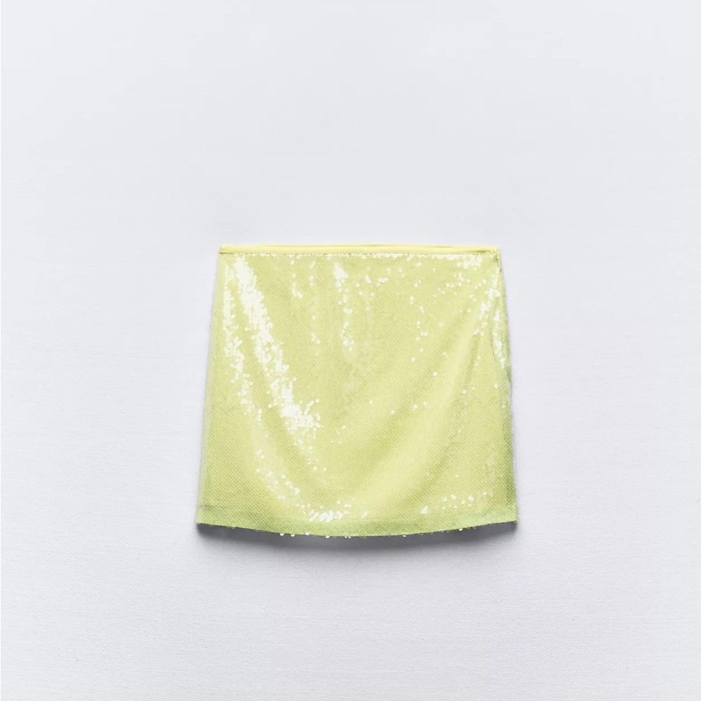 Zara Yellow Sequin Mini Skirt
